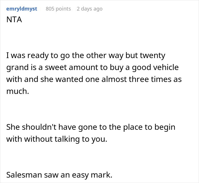 Husband dragging wife out of car dealership before she can show him the car she wants during a disagreement.