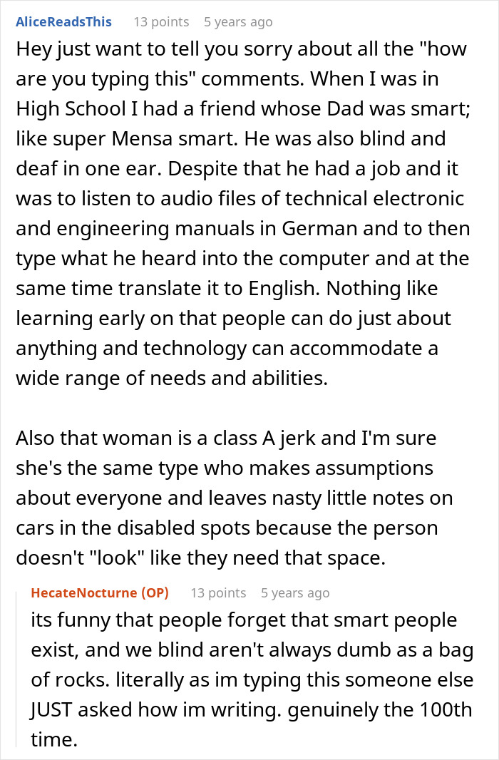 Red-haired kid stealthily grabs a blind cane from a person standing nearby on a street.