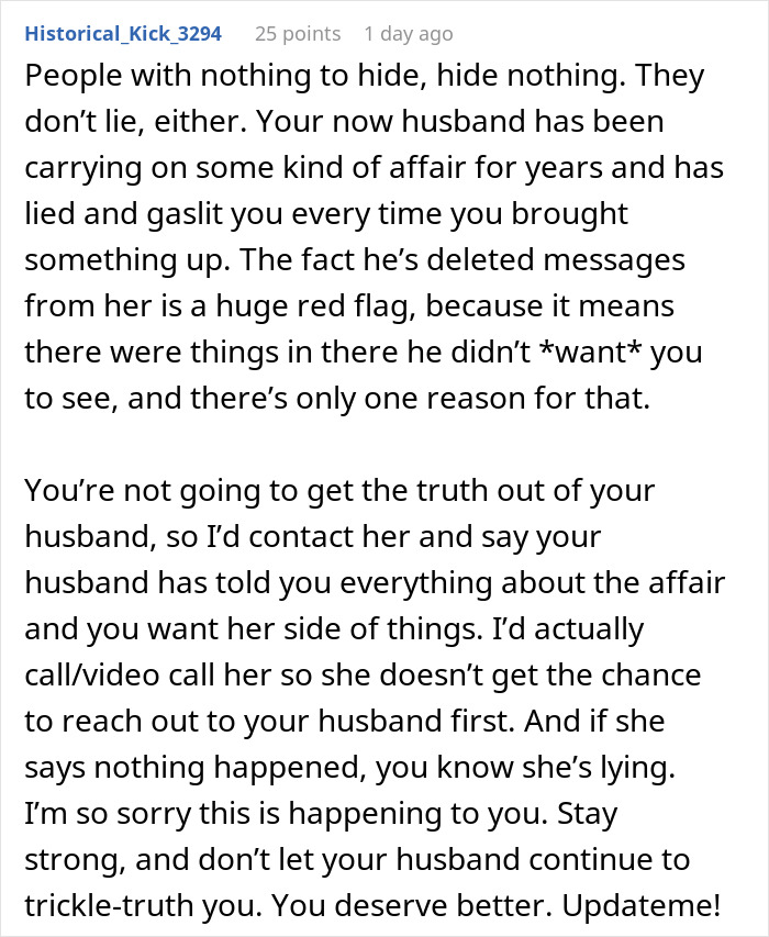 Wife Finds Husband&rsquo;s Texts With His Coworker Just 2 Weeks After Their Wedding: "My Stomach Sank"