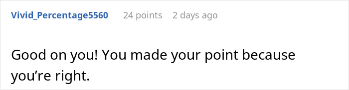 Commenter Vivid_Percentage5560 responding positively, supporting the discussion about control over wife's body decisions. Commenter Vivid_Percentage5560 responding positively, supporting the discussion about control over wife's body decisions.