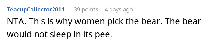 Screenshot of an online comment discussing a man who wets the bed and doesn&rsquo;t think it&rsquo;s a big deal.