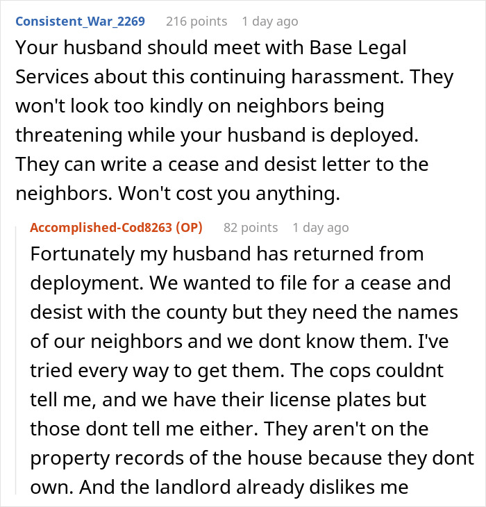 Online discussion about neighbors fighting over a driveway and a woman reclaiming what belongs to her.