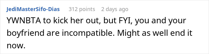 Screenshot of an online comment discussing a woman agreeing to a temporary houseguest, leading to cleaning parties and missing payments. Screenshot of an online comment discussing a woman agreeing to a temporary houseguest, leading to cleaning parties and missing payments.