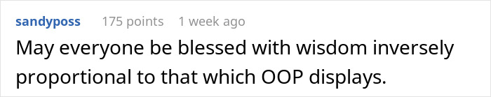 Text post showing a user sharing a witty statement about wisdom and out-of-pocket behavior online.