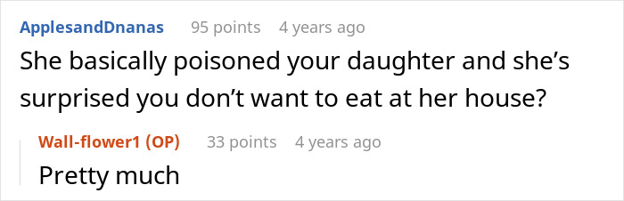 Screenshot of an online conversation discussing a grandma doubting a 7-year-old&rsquo;s lactose intolerance, causing family drama.