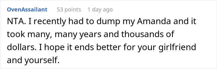 Screenshot of an online comment discussing a man giving his pregnant girlfriend an ultimatum after insecurities arise.