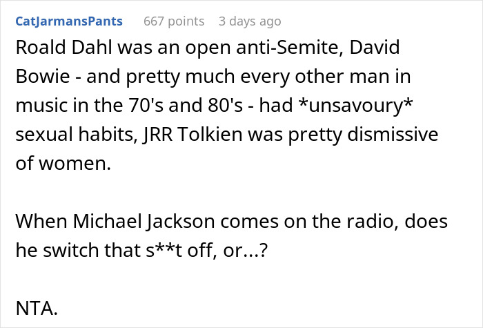 Screenshot of an online comment discussing bigoted and hateful person behavior regarding Harry Potter books for kids.