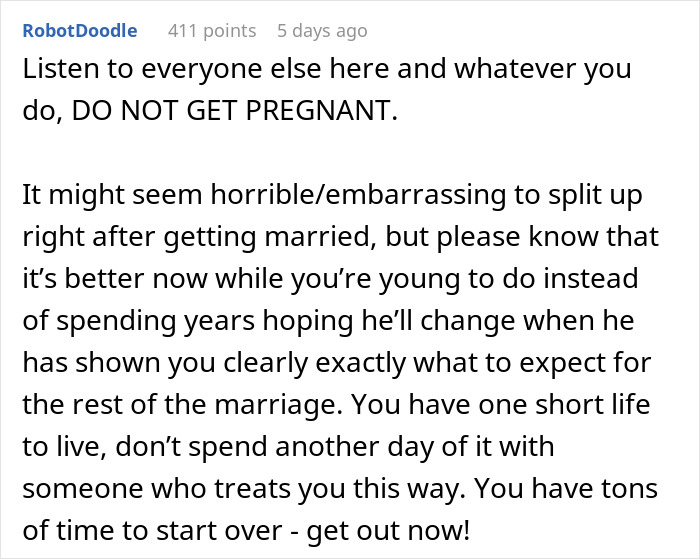 User sharing advice about marriage struggles and how her husband has become a different person since wedding.