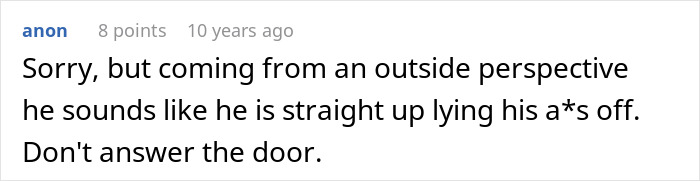 Comment discussing a guy pretending to be single at a party and making excuses when confronted by his girlfriend.