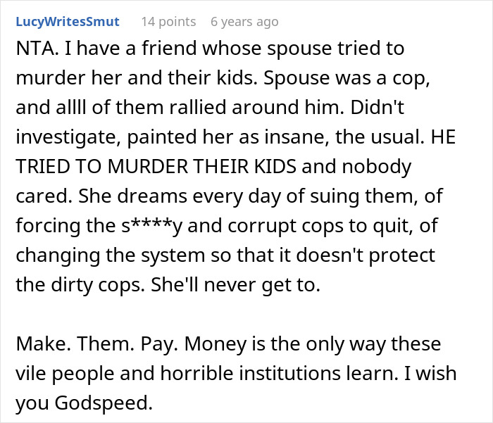 Reddit comment discussing wrongful jailing and calling out corrupt detective and police misconduct.