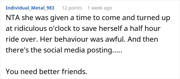Screenshot of a forum comment discussing a teen showing up at best friend&rsquo;s door at 4 AM and the resulting conflict.