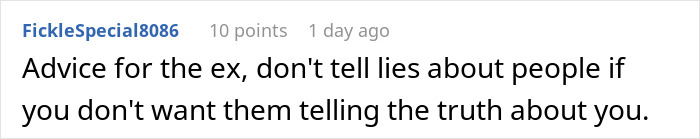 Reddit comment discussing the consequences of lying about divorce reasons to influence a child&rsquo;s perception years later.