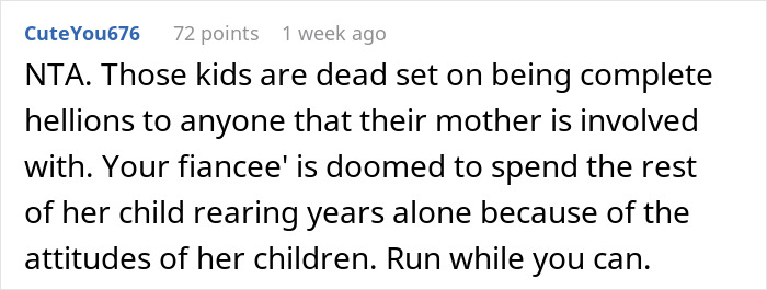 Comment discussing man trying to win over fiancee&rsquo;s kids for years, facing challenges, and considering breaking up.