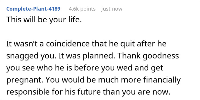 Alt text: Woman feels financially trapped as jobless fianc&eacute; relies on her income while claiming to build a business.