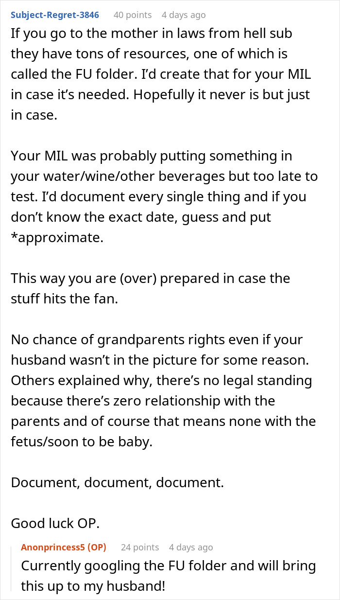 Screenshot of a forum post discussing a woman convinced her MIL was poisoning her, fearing pregnancy implications. Screenshot of a forum post discussing a woman convinced her MIL was poisoning her, fearing pregnancy implications.
