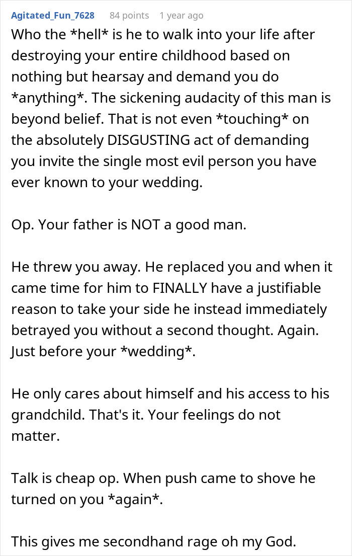 Text discussing a woman&rsquo;s old fight with stepsister leading to her cutting all ties with her entire family years later.