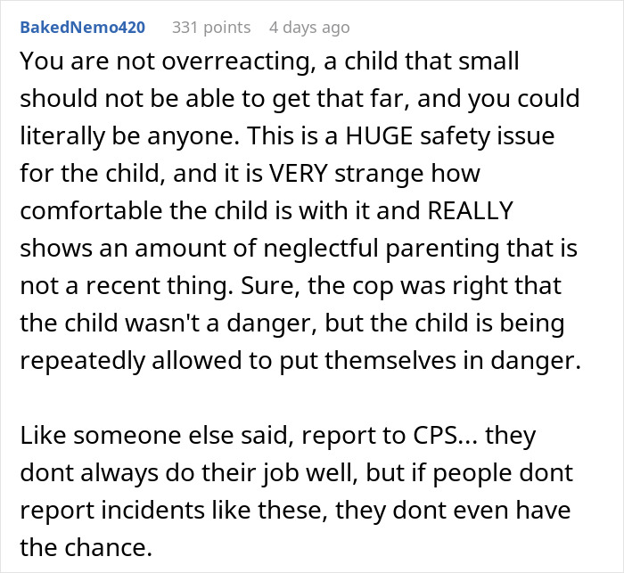 Comment discussing safety concerns after woman catches neighbor&rsquo;s son in her home and parents&rsquo; casual reaction.