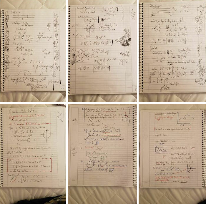 Six notebook pages filled with handwritten mathematical notes and doodles featured in comparisons nobody asked for new pics.