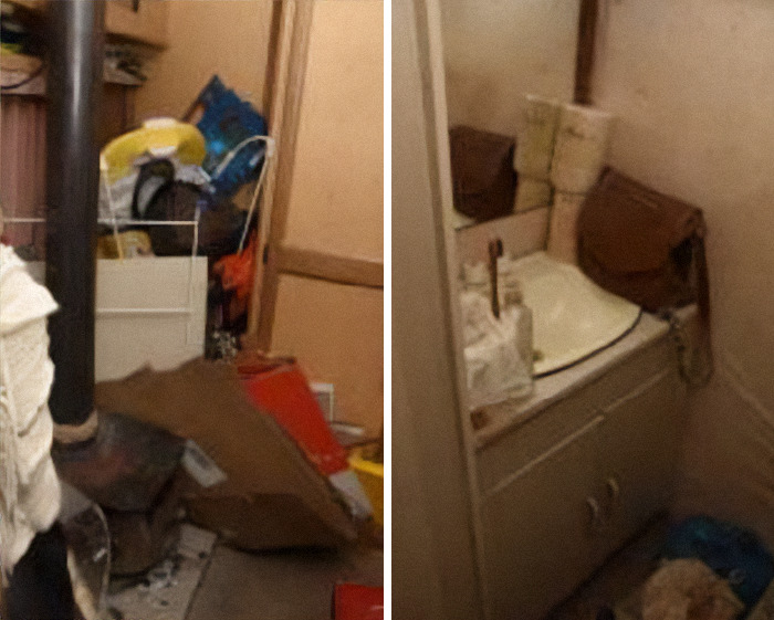 Cluttered, dimly lit room with laundry area and household items, reflecting neglected signs linked to vegan diet risks.