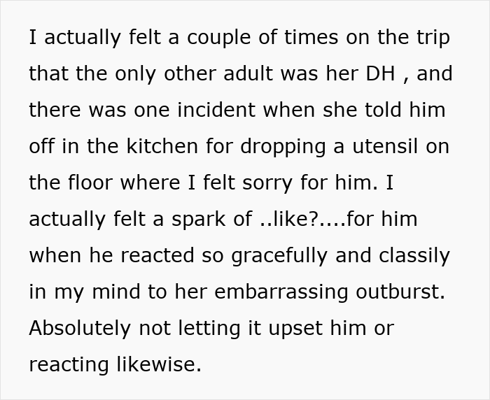 Alt text: Woman regrets trip with friend and husband after tensions rise and plans get ruined during their vacation.