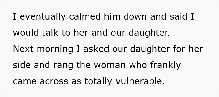 Text excerpt about a daughter discovering dad cheating texts and confronting the involved parties afterward. - 13