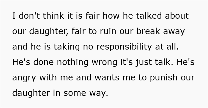 Text message about daughter found through dad cheating texts, showing anger and blame in family conflict. - 21