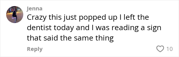 Comment on social media about reading a sign on heart attack and dementia prevention after leaving the dentist.