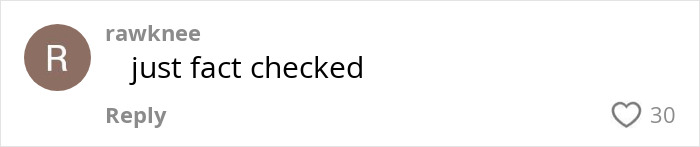 User profile icon with the letter R and a comment saying just fact checked, relating to heart attack and dementia prevention.