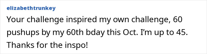 A social media comment about a woman&rsquo;s push-ups challenge inspired by a doctor&rsquo;s fitness advice.