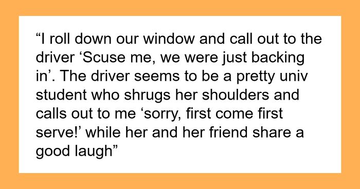 Woman Steals Parking Spot With A Smile On Her Face, Her Mood Soon Sours After Victim Gets Revenge