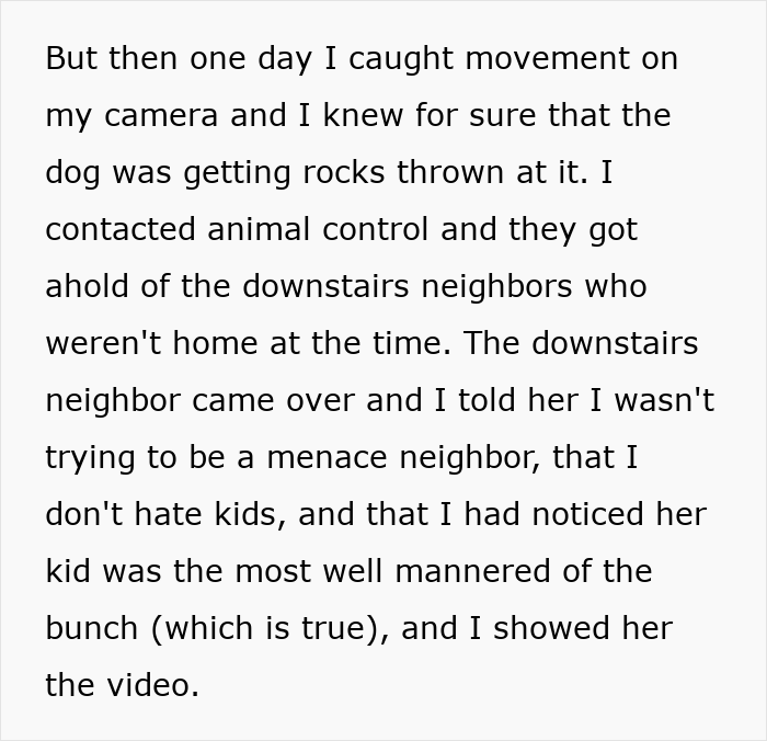 Text describing neighbors fighting over a driveway with a woman taking what belongs to her in a residential dispute.