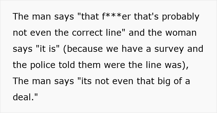 Neighbors argue fiercely over driveway boundary, woman takes what belongs to her amid property dispute.