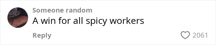 Comment reading A win for all spicy workers with 2061 likes on a social media post discussing L&rsquo;Or&eacute;al hiring controversy.