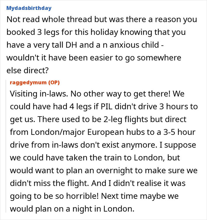 Online mom vents about 6-leg flight with anxious kid, sharing travel struggles and impact on family journey.