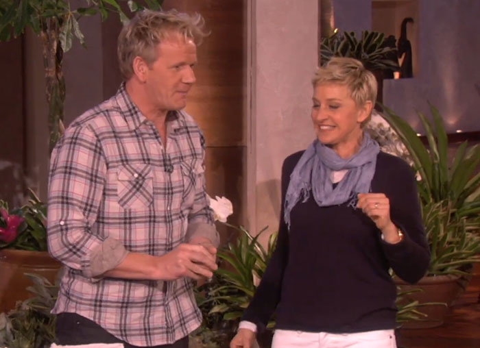 Ellen DeGeneres and Gordon Ramsay in a studio setting, amid discussions linked to bullying controversy claims. Ellen DeGeneres and Gordon Ramsay in a studio setting, amid discussions linked to bullying controversy claims.