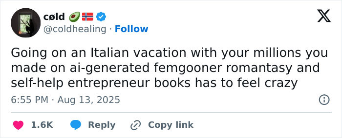 Screenshot of a tweet about an entrepreneur making millions from AI-generated entrepreneur books.