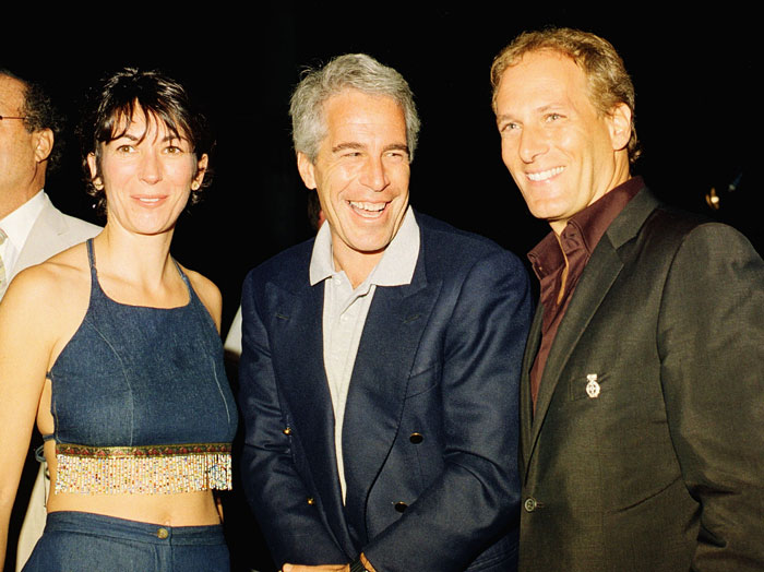 Jeffrey Epstein smiling with two people at a social event, raising questions about missing jail video minutes and DOJ claims. - 2