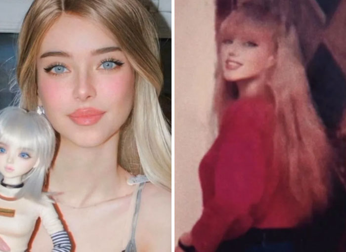 Side-by-side Instagram vs reality comparison showing differences in appearance and presentation of two women.