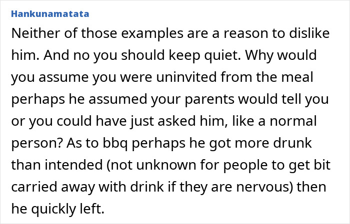 Commenter advises to keep quiet about sister’s boyfriend being quite fake, suggesting not to out him. - 21