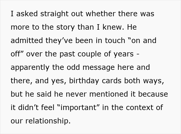 Text excerpt discussing communication between a fiance and non-biological child regarding their ongoing relationship and wedding.