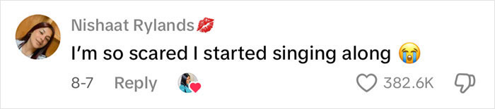 Comment from Nishaat Rylands expressing fear and singing along with viral teacher's private parts song for first grade kids on social media. Comment from Nishaat Rylands expressing fear and singing along with viral teacher's private parts song for first grade kids on social media.