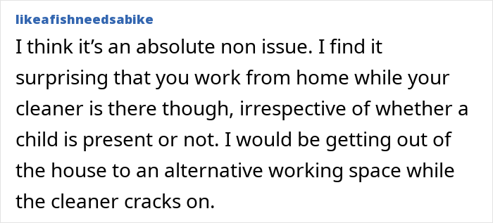 “Am I Being Unreasonable To Think My Cleaner Shouldn’t Bring Her Own Child To Work?” “Am I Being Unreasonable To Think My Cleaner Shouldn’t Bring Her Own Child To Work?”