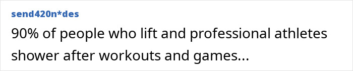 Text post about gymgoers and showering habits after workouts, highlighting common post-workout mistakes and safety tips.