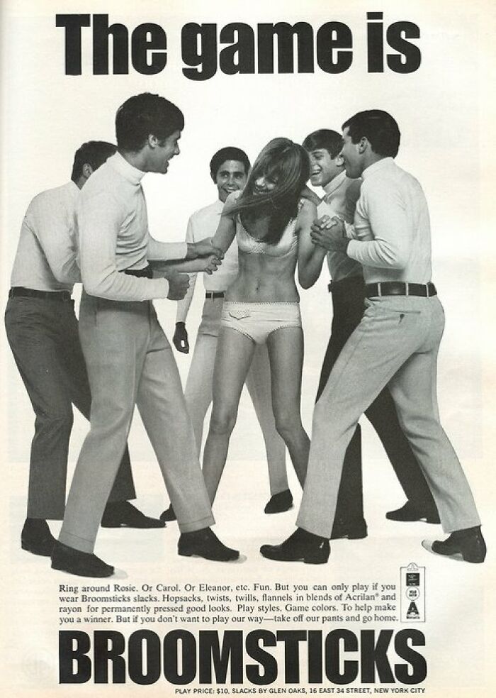 Black and white vintage advertisement showing young people playing a game, highlighting vintage advertisements from past decades.