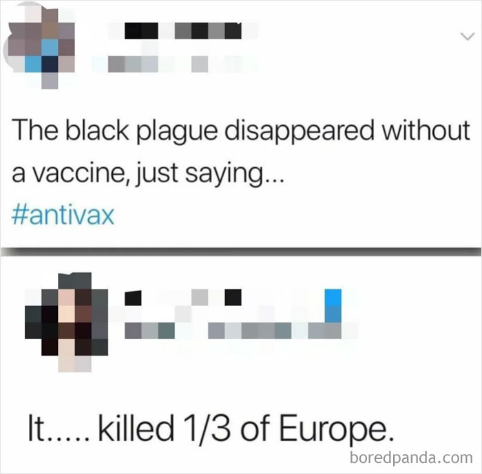 Medical meme about black plague vaccine myth and historical impact, funny and relatable for showing your doctor.