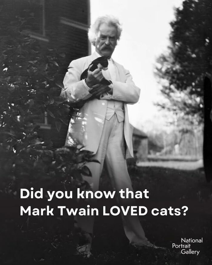 Historical photo of Mark Twain holding a cat, showcasing fascinating pets from the past.