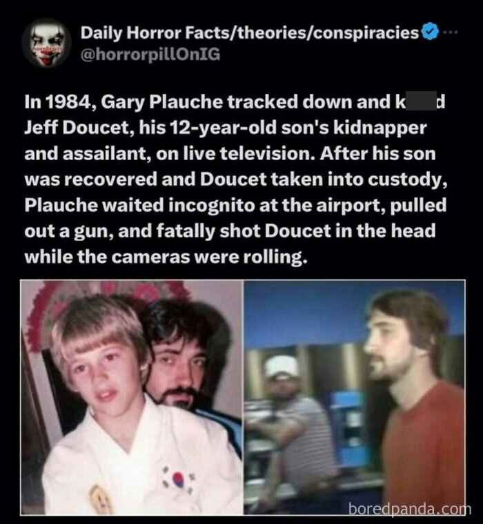 Screenshot of a horror pill post describing a live shooting event related to unsettling horror pill images online.