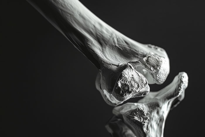 Close-up of human bone structure showing detailed texture and joint, illustrating surprising body quirks and anatomy insights.