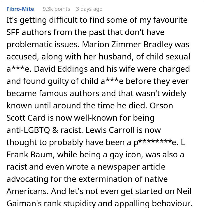 Screenshot of a discussion about bigoted and hateful person accusations related to Harry Potter books for kids.