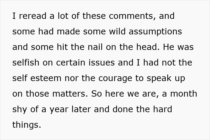 Text excerpt reflecting a husband’s birthday surprise for wife that leads to therapy after years of marriage struggles. - 44